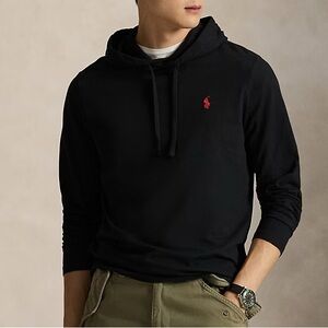 Polo Ralph Lauren Men’s Black Cotton Jersey Hooded T-Shirt Hoodie L